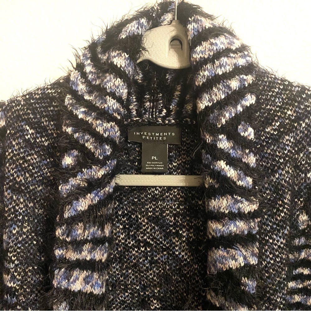 Investments Petites Open Front Soft Fluffy Cardigan Sweater Women’s Sz L